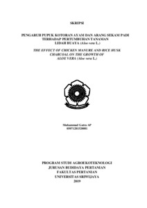 PENGARUH PUPUK KOTORAN AYAM DAN ARANG SEKAM PADI TERHADAP PERTUMBUHAN ...